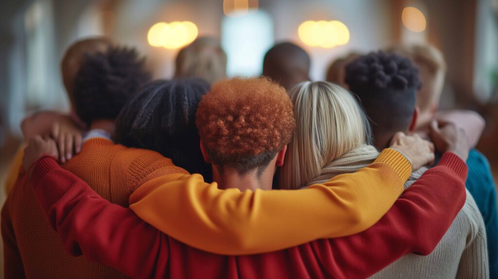 Group of people standing in prayer